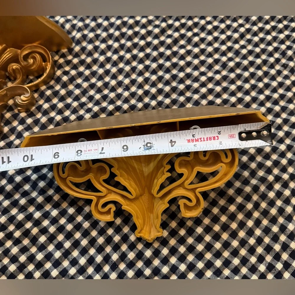 Set of Two VTG Burwood Hollywood Regency Gold Decorative Wall Display Shelves